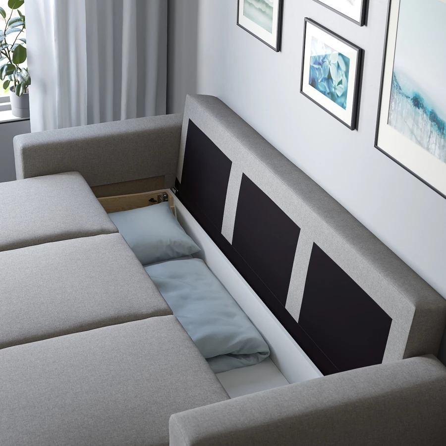 3-местный диван-кровать - IKEA BÅRSLÖV/BARSLOV/БЁРСЛОВ ИКЕА, 236х109х86 см, серый (изображение №5)