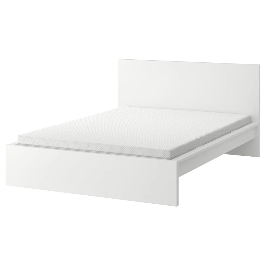 Кровать - IKEA MALM, 200х140 см, матрас жесткий, белый, МАЛЬМ ИКЕА (изображение №1)