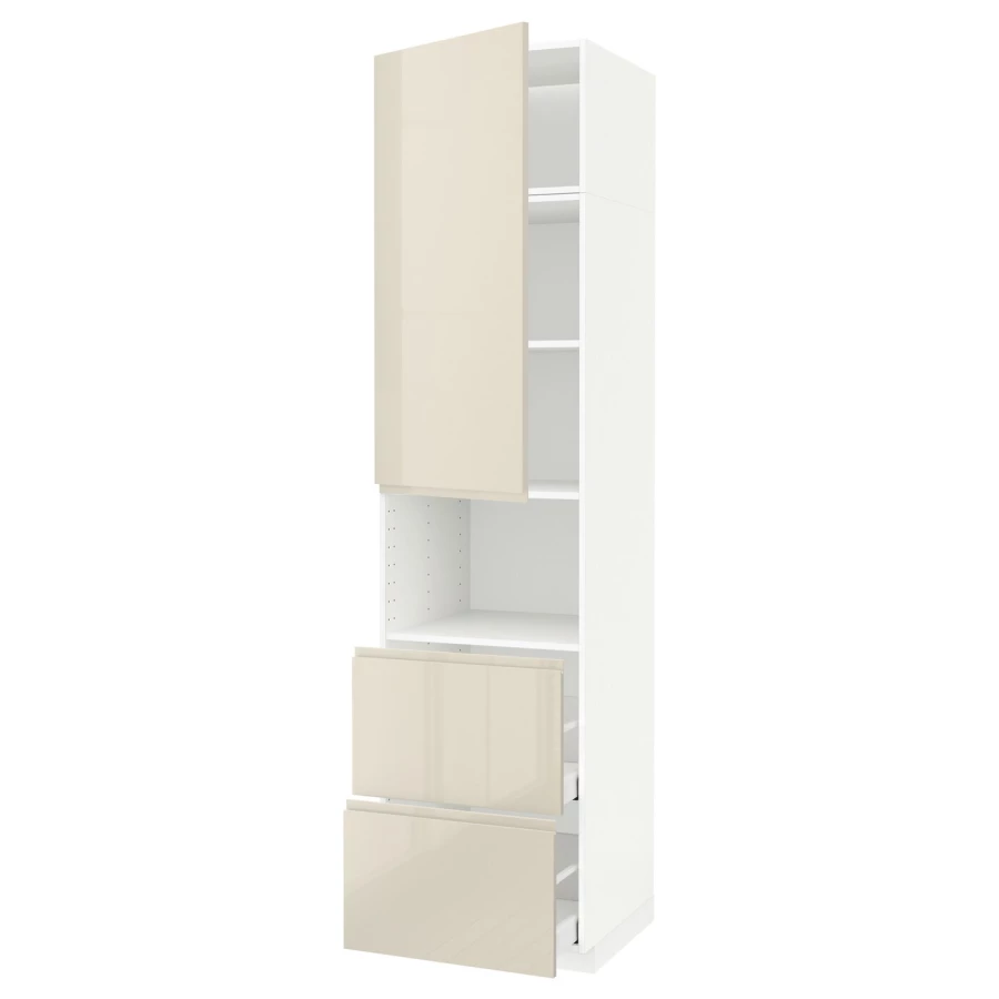 Высокий шкаф - IKEA METOD/MAXIMERA/МЕТОД/МАКСИМЕРА ИКЕА, 240х60х60 см, белый/бежевый (изображение №1)