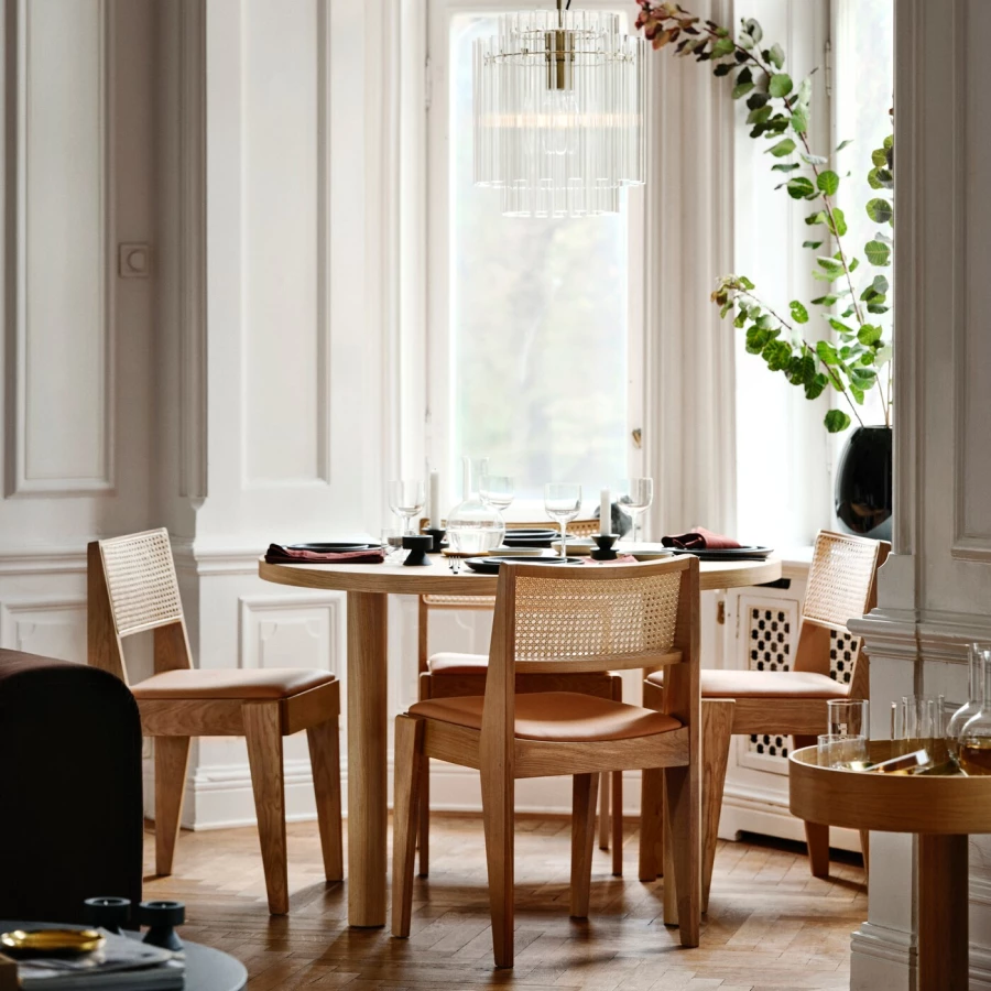Стол и 4 стула с подлокотниками-IKEA STOCKHOLM 2025 /СТОКГОЛЬМ 2025, 115 cm,светло-коричневый (изображение №2)