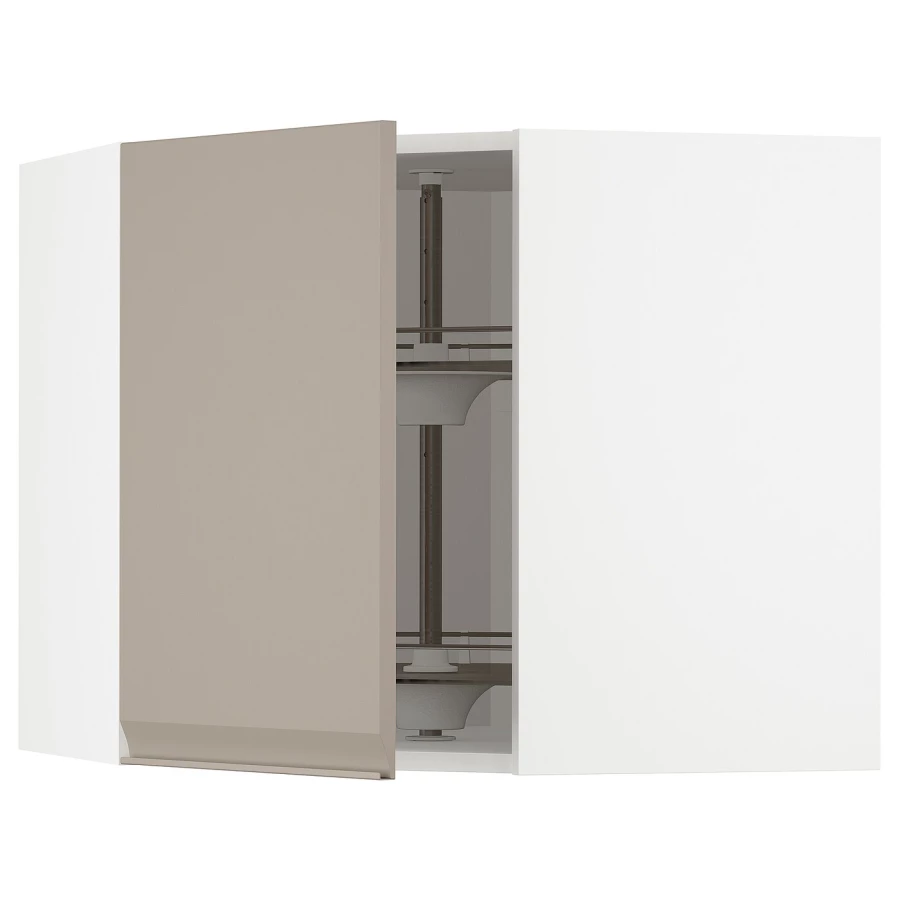 Угловой навесной шкаф с каруселью - METOD  IKEA/  МЕТОД ИКЕА, 60х68 см, белый/светло-коричневый (изображение №1)