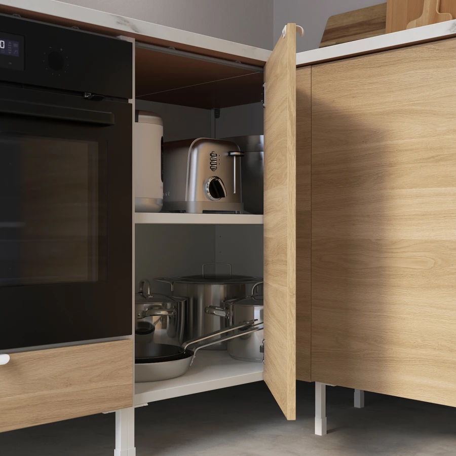 Кухонная комбинация угловая - ENHET  IKEA/ ЭНХЕТ ИКЕА, 190,5х228,5х75 см, белый/черный (изображение №9)