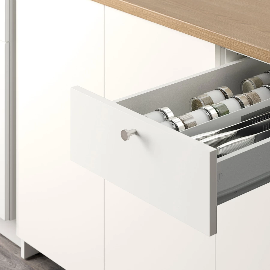 Угловая кухонная комбинация - IKEA KNOXHULT/ КНОКСХУЛЬТ ИКЕА, 285x122x220 см, белый (изображение №2)