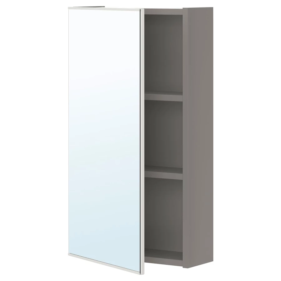 Настенный шкаф для ванной комнаты - ENHET IKEA/ ЭНХЕТ ИКЕА, 40x15x75 см, серый (изображение №1)