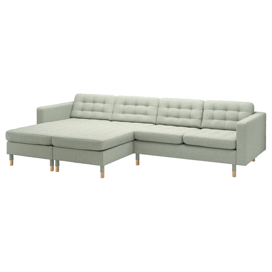 4-местный диван с шезлонгом - IKEA LANDSKRONA, 78x320см, зеленый, ЛАНДСКРУНА ИКЕА (изображение №1)