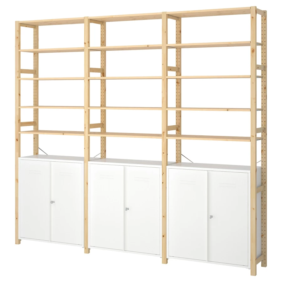 Комбинация для хранения - IKEA IVAR/ИВАР ИКЕА, 259х30х226 см, сосна/белый (изображение №1)
