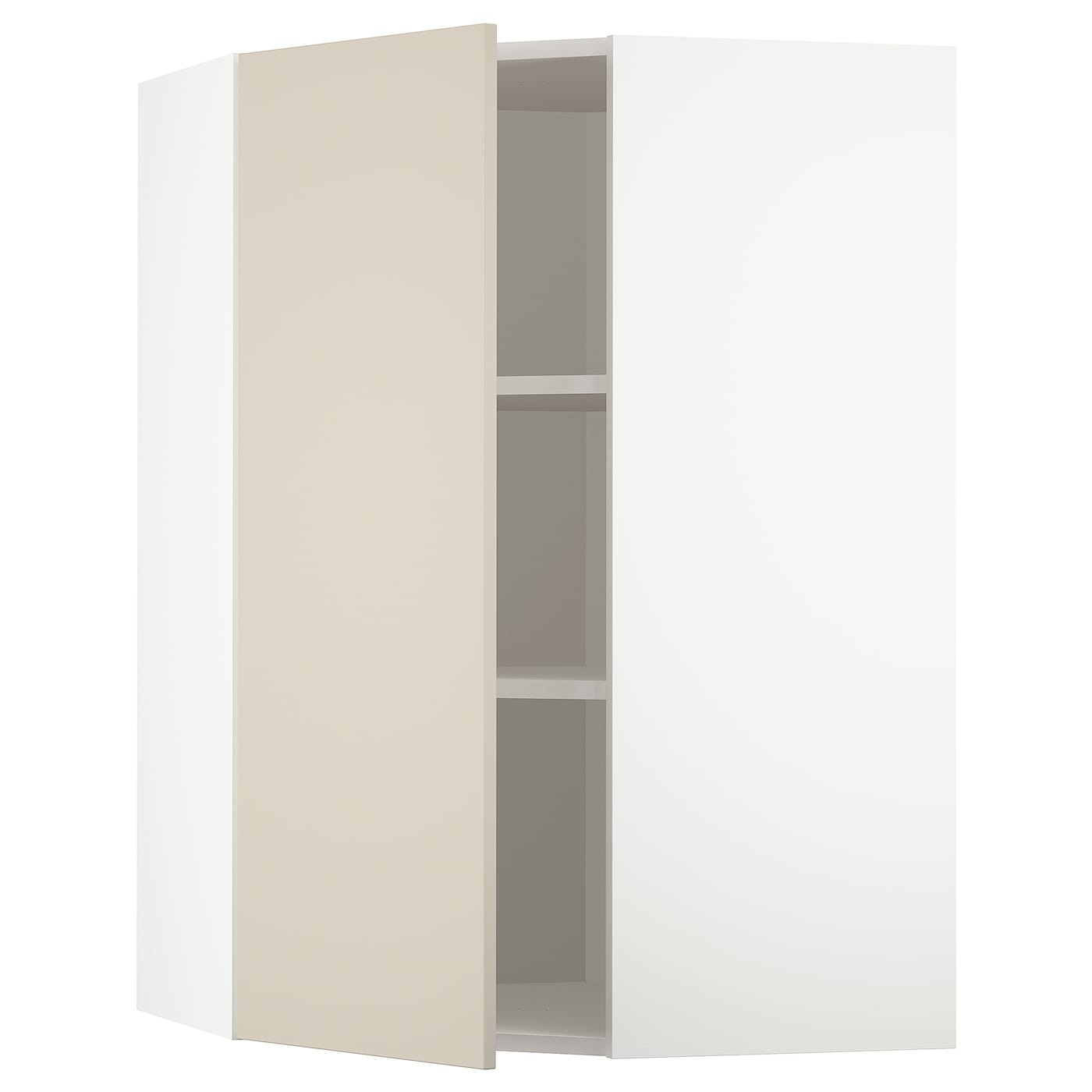 Угловой навесной шкаф с полками - METOD  IKEA/  МЕТОД ИКЕА, 100х68 см, белый/бежевый