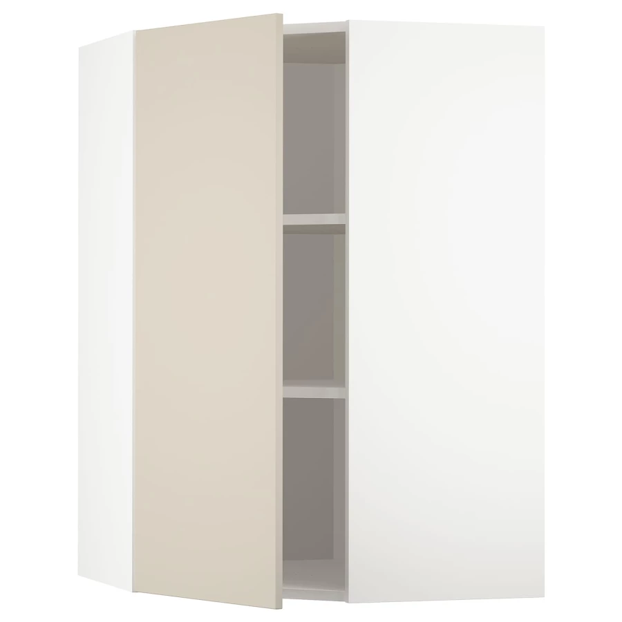 Угловой навесной шкаф с полками - METOD  IKEA/  МЕТОД ИКЕА, 100х68 см, белый/бежевый (изображение №1)