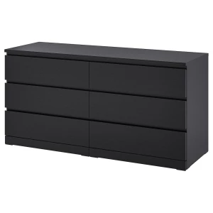 Комод с 6 ящиками - IKEA MALM ИКЕА МАЛЬМ, 160x78х48 см, черно-коричневый