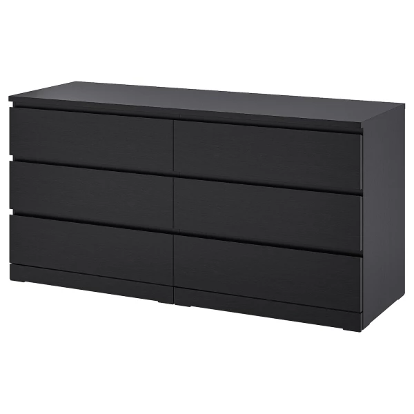 Комод с 6 ящиками - IKEA MALM, 160x78х48 см, черно-коричневый МАЛЬМ ИКЕА