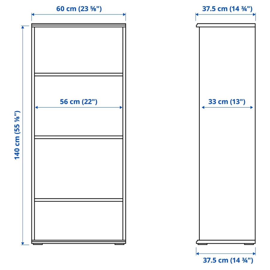 Открытый книжный шкаф - SKRUVBY IKEA/СКРУВБИ ИКЕА, 37.5х60х140 см, синий (изображение №8)
