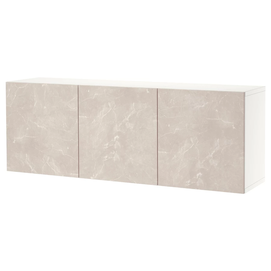 Настенный шкаф - BESTÅ / BESTА IKEA/  БЕСТА ИКЕА,  180х64 см, белый /бежевый (изображение №1)