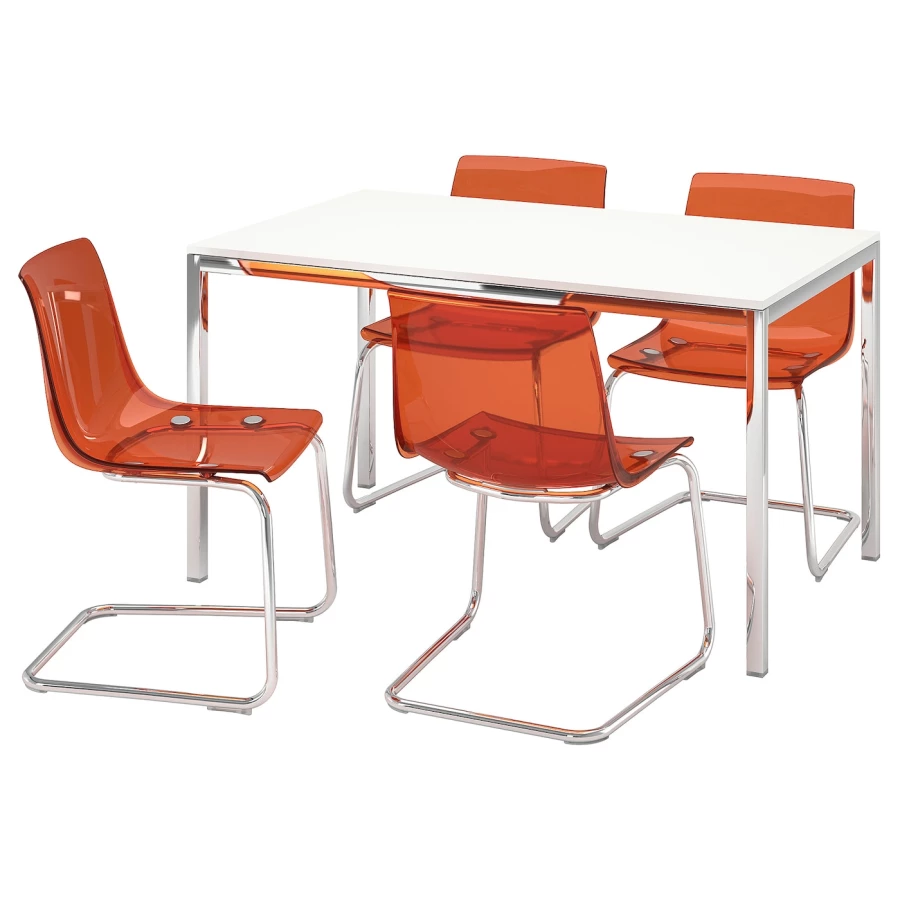 Кухонный стол - TORSBY/TOBIAS IKEA/ ТОРСБИ/ТОБИАС ИКЕА, 135х85х73 см, белый/оранжевый (изображение №1)