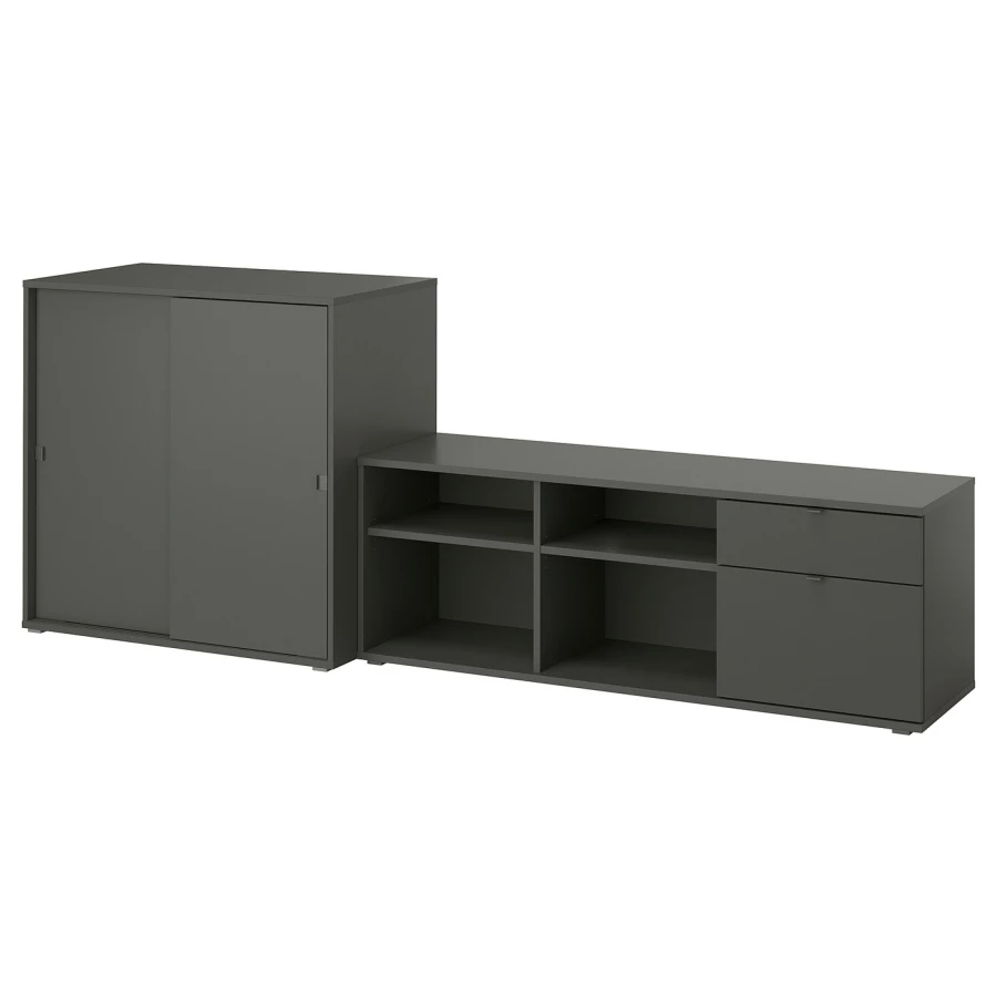 Комбинация для хранения - VIHALS  IKEA/ ВИХАЛС ИКЕА, 242х37х90 см, серый (изображение №1)