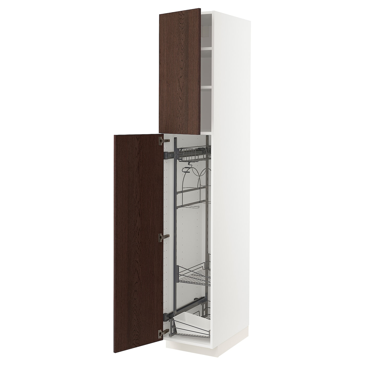 Высокий шкаф/бытовой - IKEA METOD/МЕТОД ИКЕА, 220х60х40 см, белый/коричневый