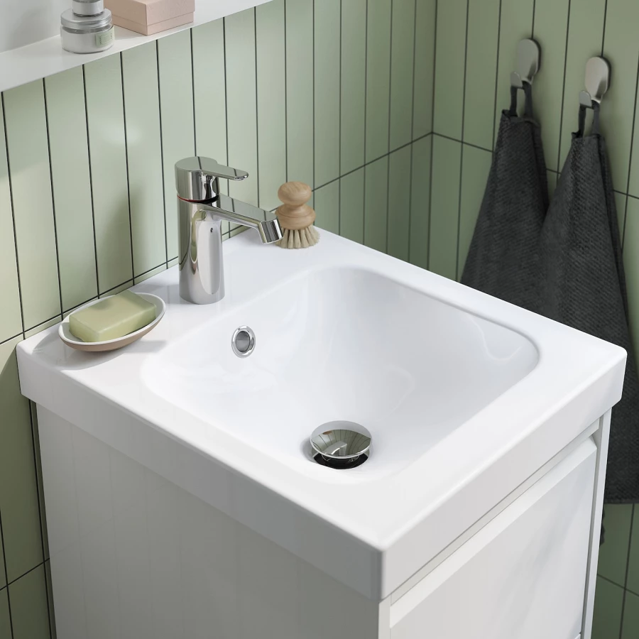 Тумба для ванной  - ÄNGSJÖN / ORRSJÖN /АNGSJОN/ ORRSJОN  IKEA/ЭНГСЬЕН/ОРРДЖЕН ИКЕА, 70х42 см, белый (изображение №5)