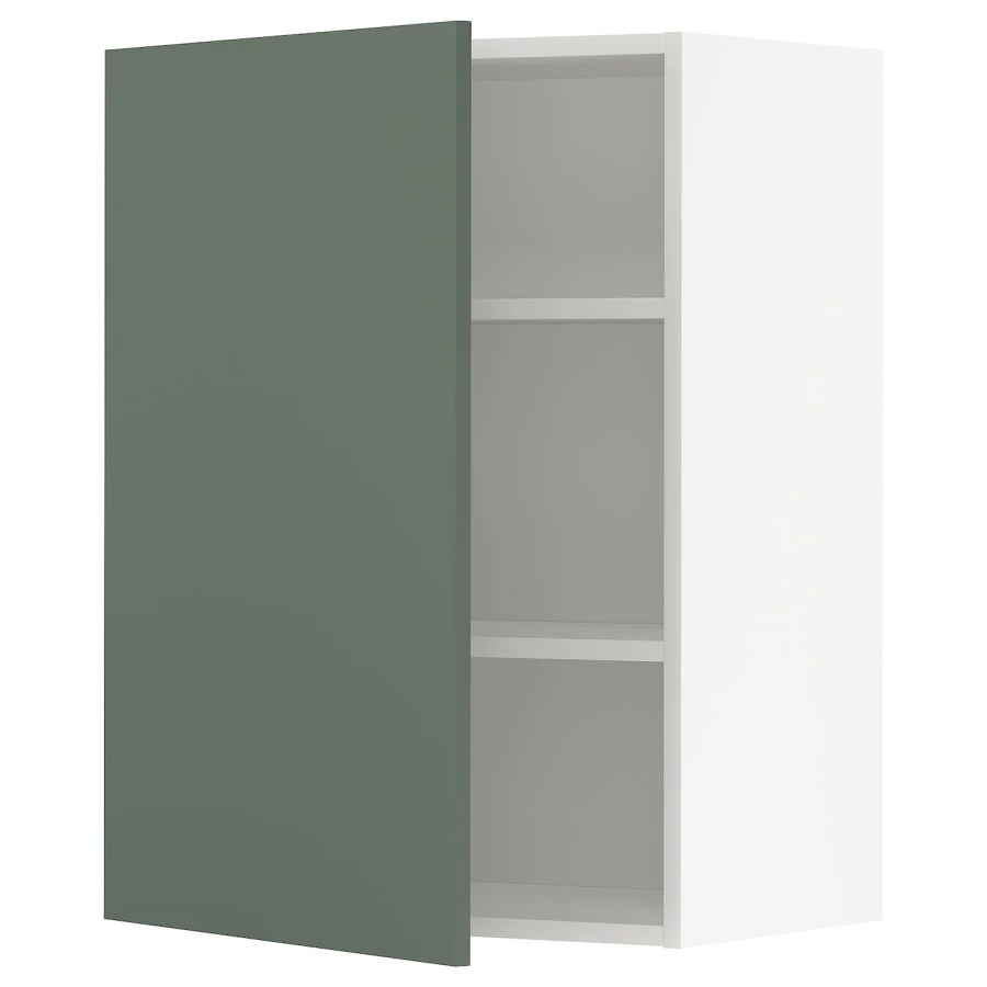 Навесной шкаф с полкой - METOD IKEA/ МЕТОД ИКЕА, 80х60 см, белый/темно-зленый (изображение №1)