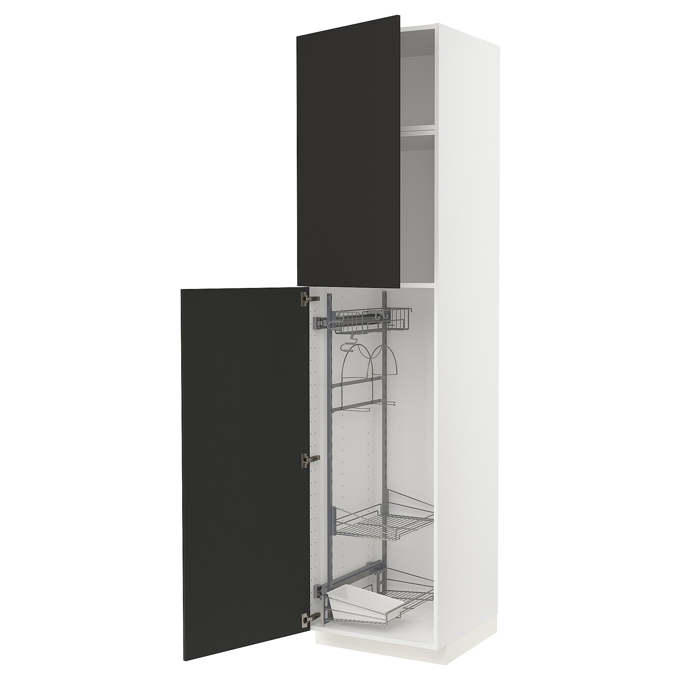 Высокий шкаф/бытовой - IKEA METOD/МЕТОД ИКЕА, 240х60х60 см, белый/черный