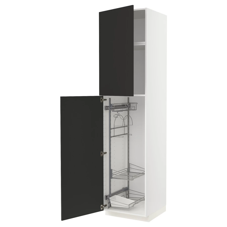 Высокий шкаф/бытовой - IKEA METOD/МЕТОД ИКЕА, 240х60х60 см, белый/черный (изображение №1)