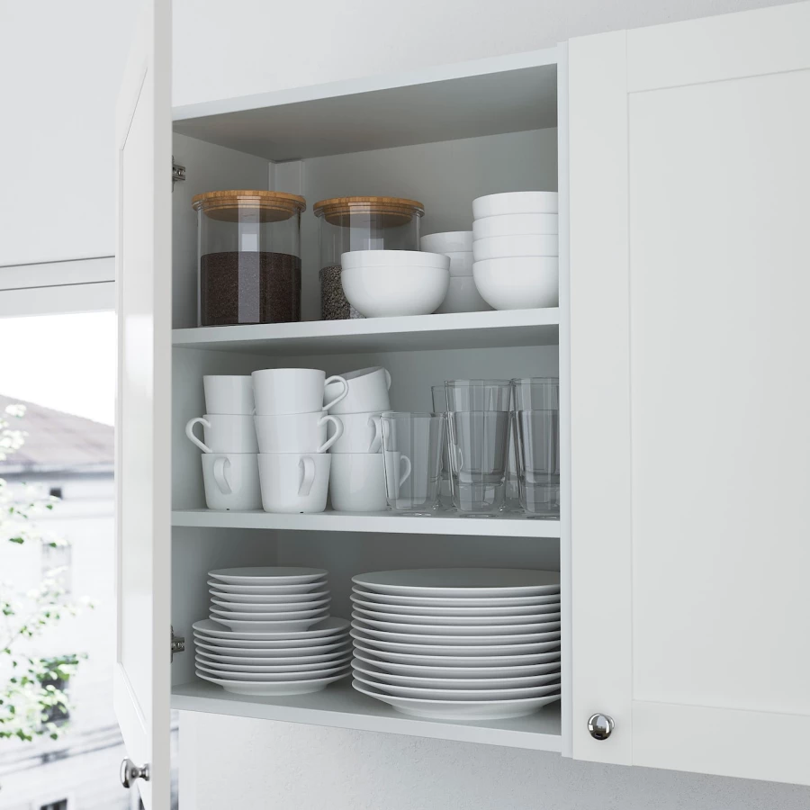 Стеллаж - IKEA ENHET, 120х32х255 см, белый/серый, ЭНХЕТ ИКЕА (изображение №6)