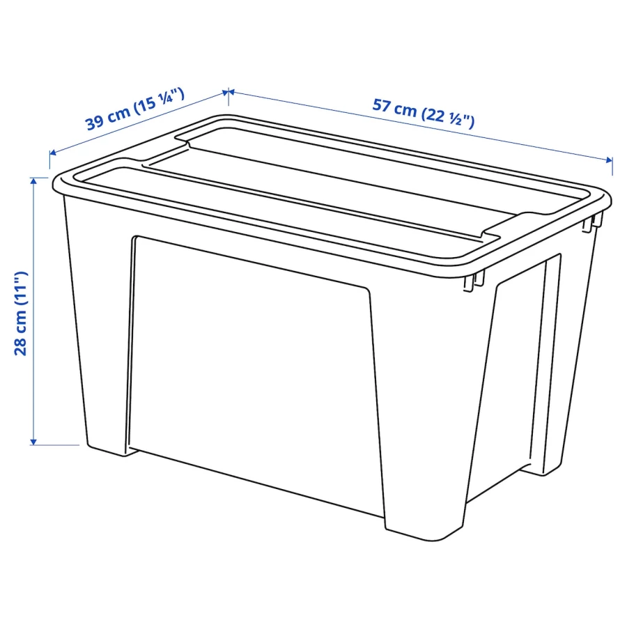 Коробка с крышкой - SAMLA IKEA/ САМЛА ИКЕА, 57х39х28 см, прозрачный (изображение №4)