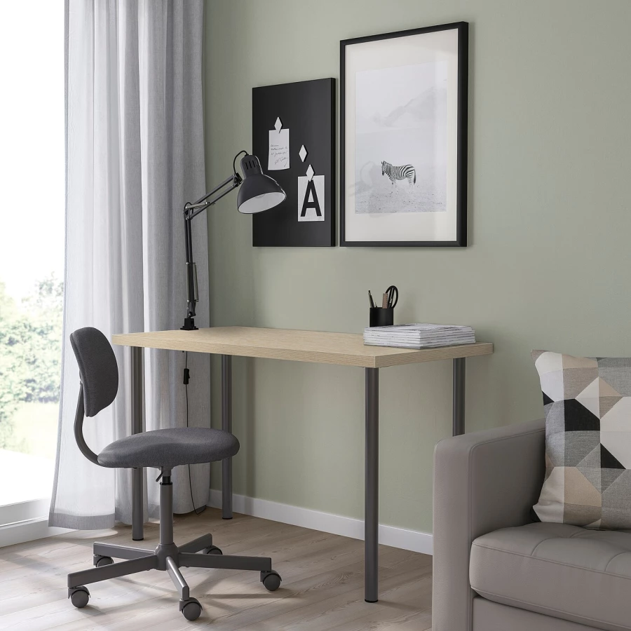 Письменный стол - IKEA MITTCIRKEL/ADILS, 120х60 см, сосна/темно-серый, МИТЦИРКЕЛЬ/АДИЛЬС ИКЕА (изображение №5)