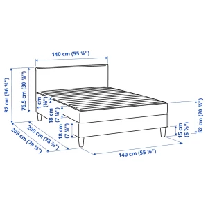 Второе фото. Континентальная кровать - IKEA SÄBÖVIK/SABOVIK, 200х140 см, матрас жесткий, серый, СЭБЁВИК/СЭБЕВИК ИКЕА