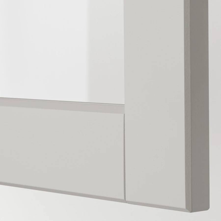 Дверца со стеклом - IKEA LERHYTTAN, 100х30 см, светло-серый, ЛЕРХЮТТАН ИКЕА (изображение №3)