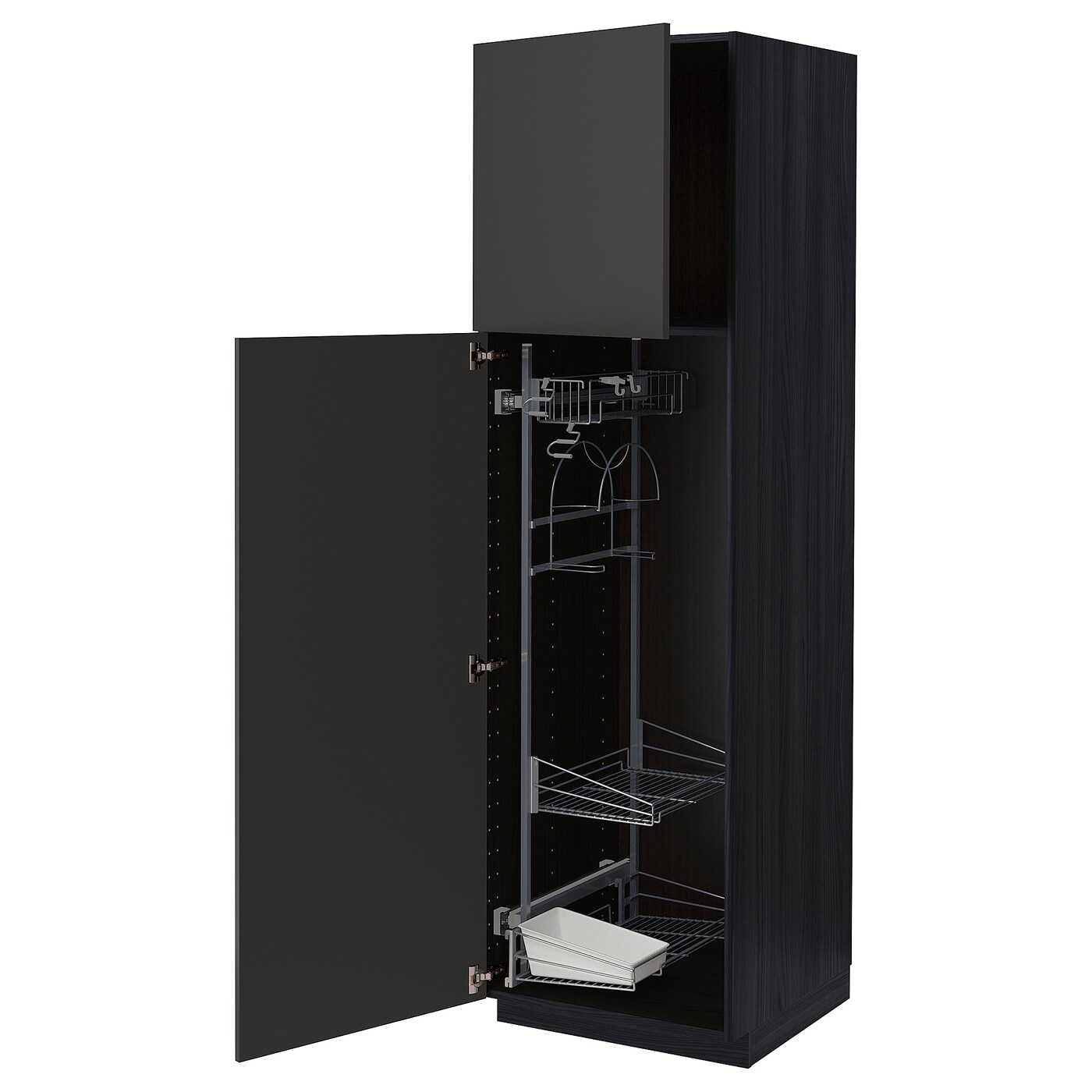 Высокий шкаф/бытовой - IKEA METOD/МЕТОД ИКЕА, 200х60х60 см, черный