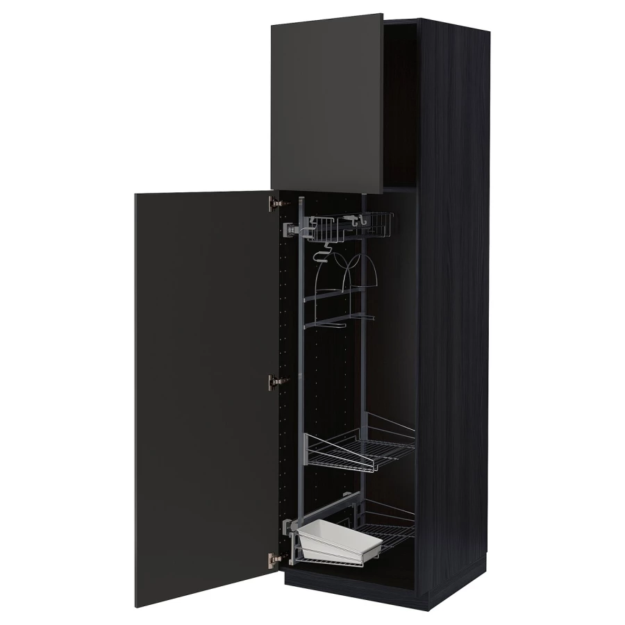 Высокий шкаф/бытовой - IKEA METOD/МЕТОД ИКЕА, 200х60х60 см, черный (изображение №1)