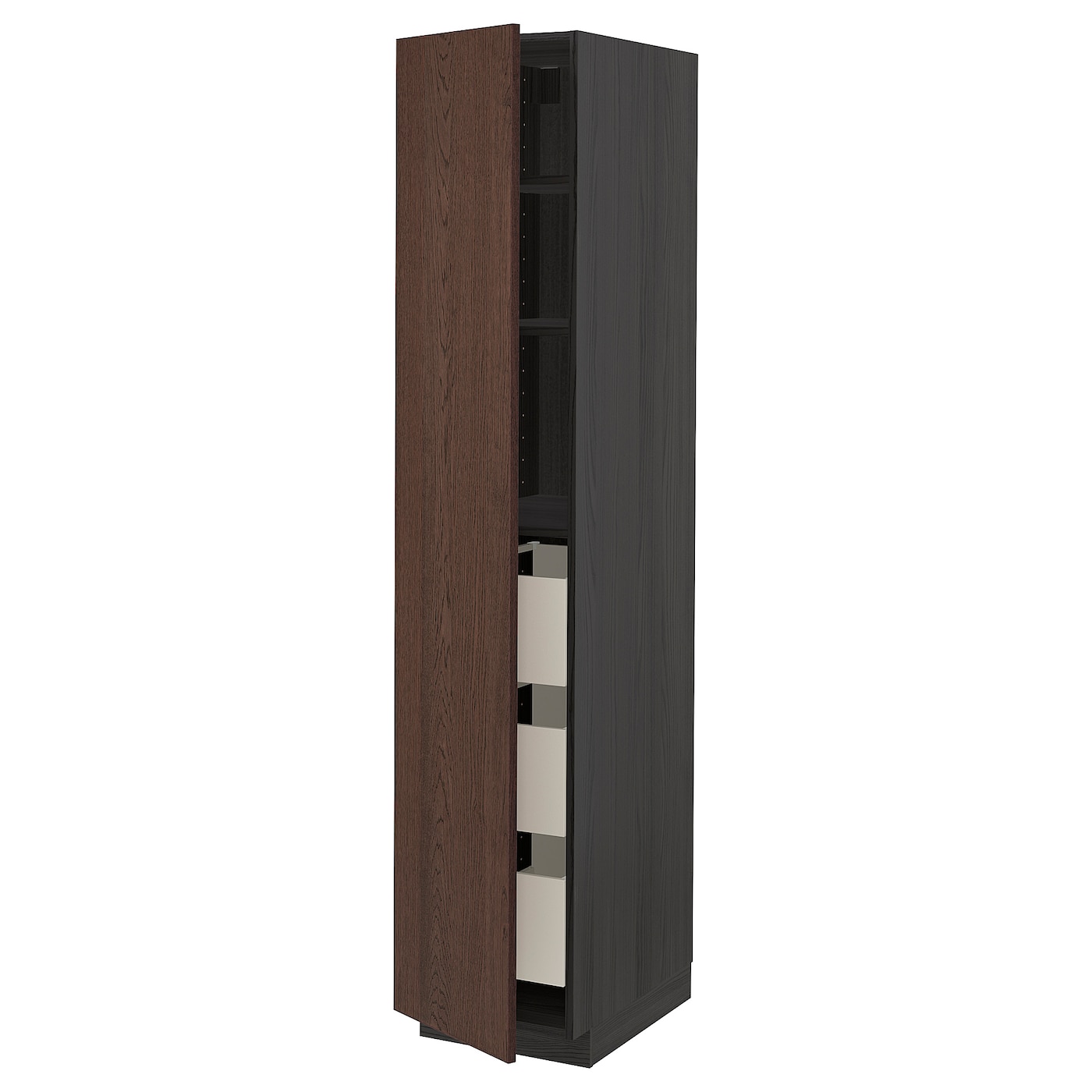 Высокий шкаф с ящиками - IKEA METOD/MAXIMERA/МЕТОД/МАКСИМЕРА ИКЕА, 200х60х40 см, черный/коричневый