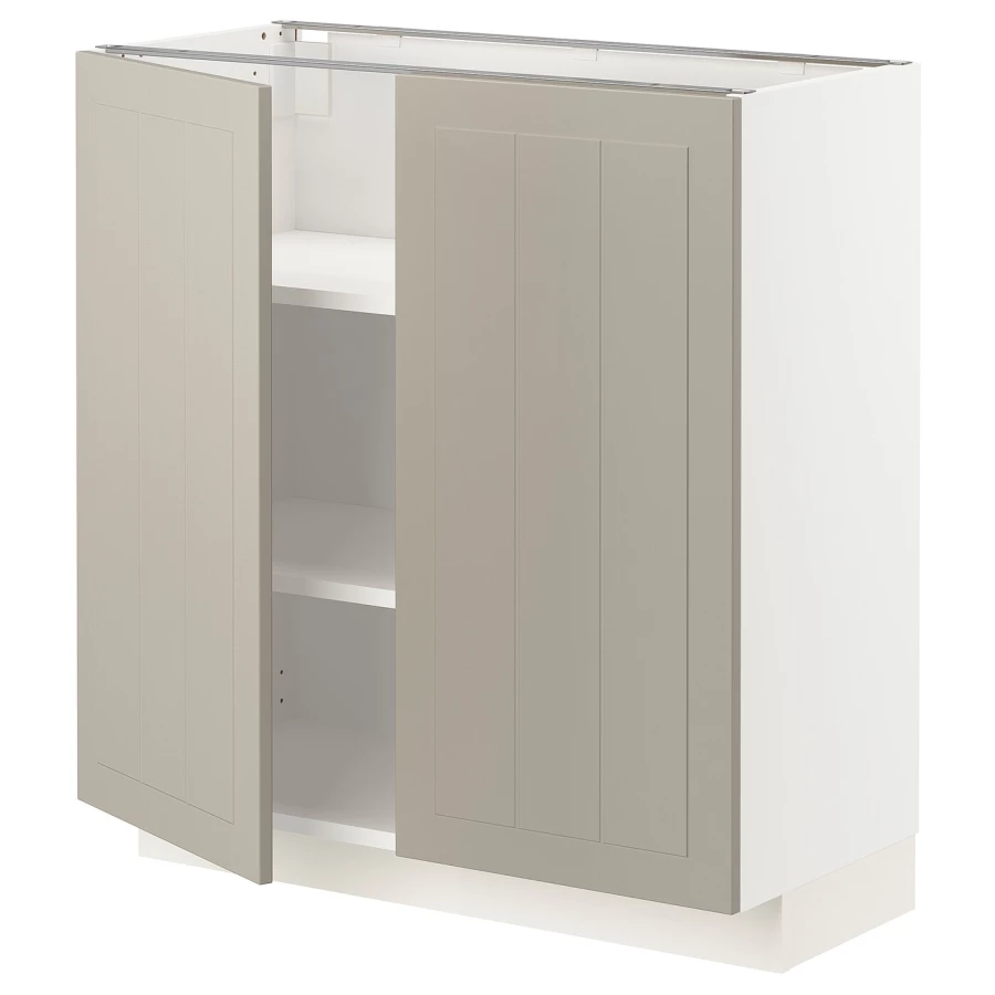 Напольный шкаф - IKEA METOD, 88x80x39,5см, белый/темно-бежевый, МЕТОД ИКЕА (изображение №1)