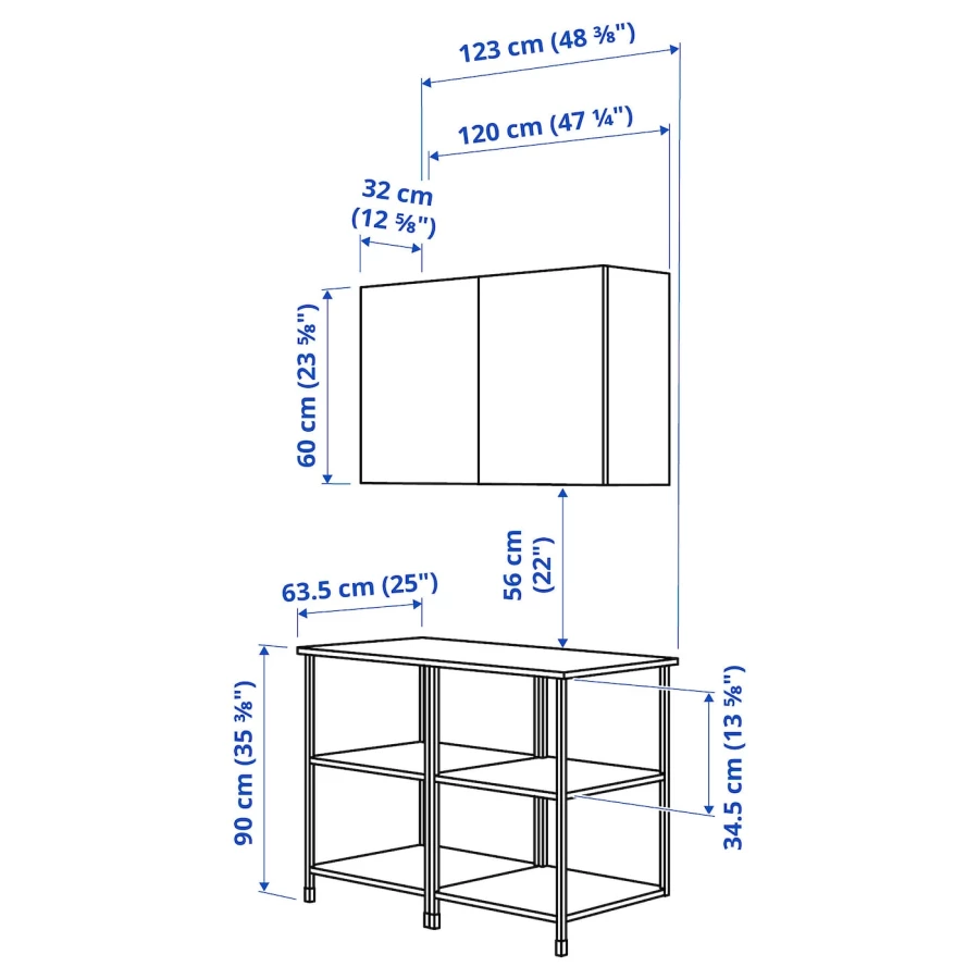 Комбинация для ванной - IKEA ENHET, 123х63.5х207 см, белый/имитация дуба, ЭНХЕТ ИКЕА (изображение №5)