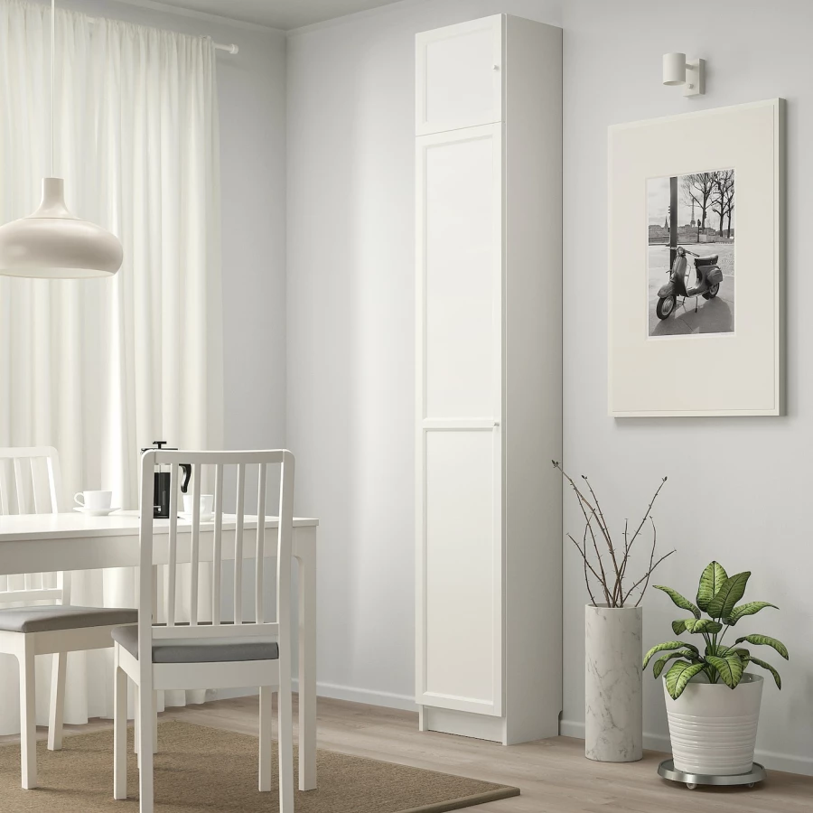 Книжный шкаф с дверцей - BILLY/OXBERG IKEA/ БИЛЛИ/ОКСБЕРГ ИКЕА, 30х40х237 см, белый (изображение №2)
