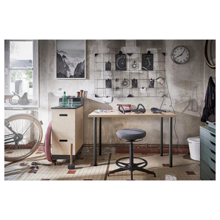 Письменный стол - IKEA LINNMON/ADILS, 100х60 см, под беленый дуб/черный, ЛИННМОН/АДИЛЬС ИКЕА (изображение №4)