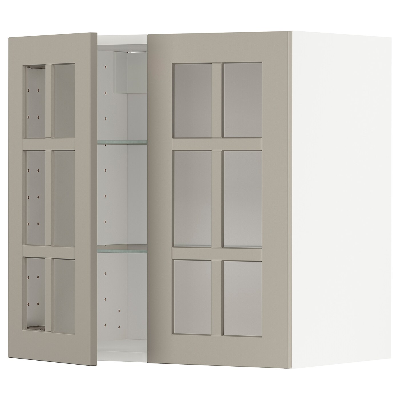 Шкаф и 2 стеклянные двери -  METOD IKEA/ МЕТОД ИКЕА, 60х60 см, белый/светло-коричневый