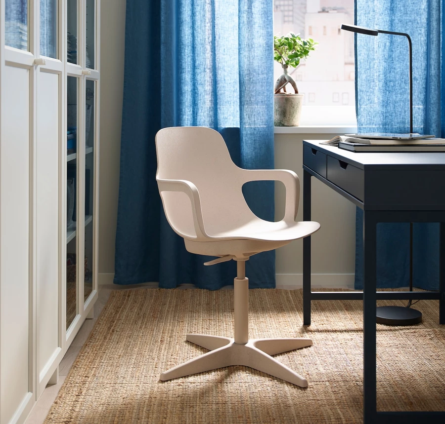 Офисный стул - IKEA ODGER, 68x68x90см, бежевый, ОДГЕР ИКЕА (изображение №6)