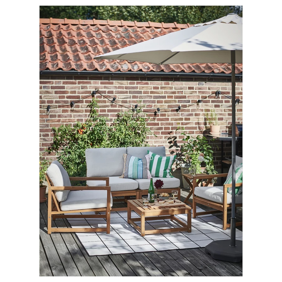 Кресло садовое - IKEA NÄMMARÖ/NAMMARO, 69х69 см, коричневый/светло-коричневый, НЭММАРО ИКЕА (изображение №3)