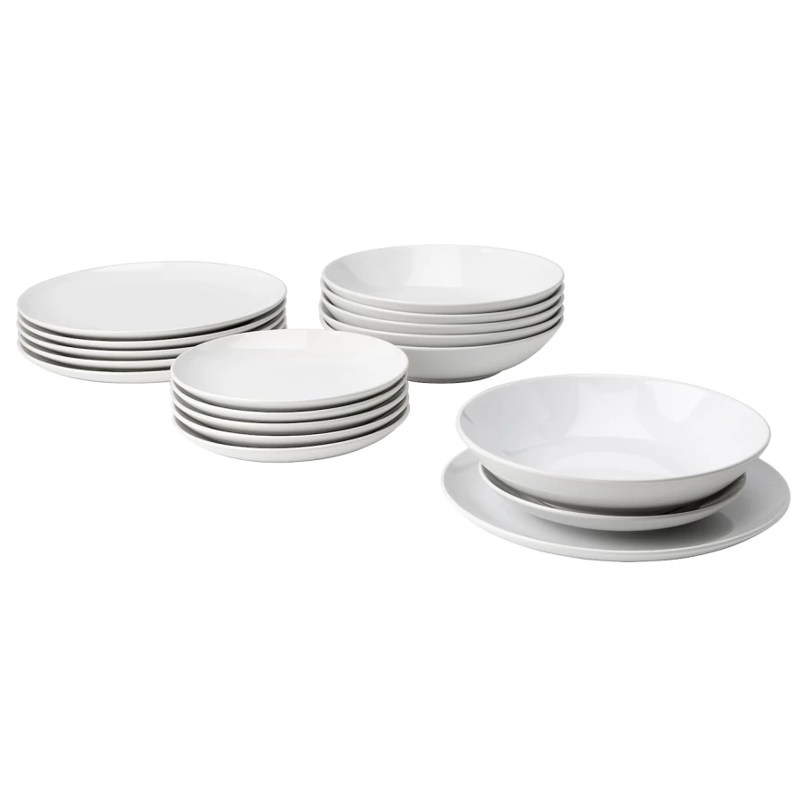 Набор посуды - IKEA GODMIDDAG, 18 предметов белый ИКЕА (изображение №1)
