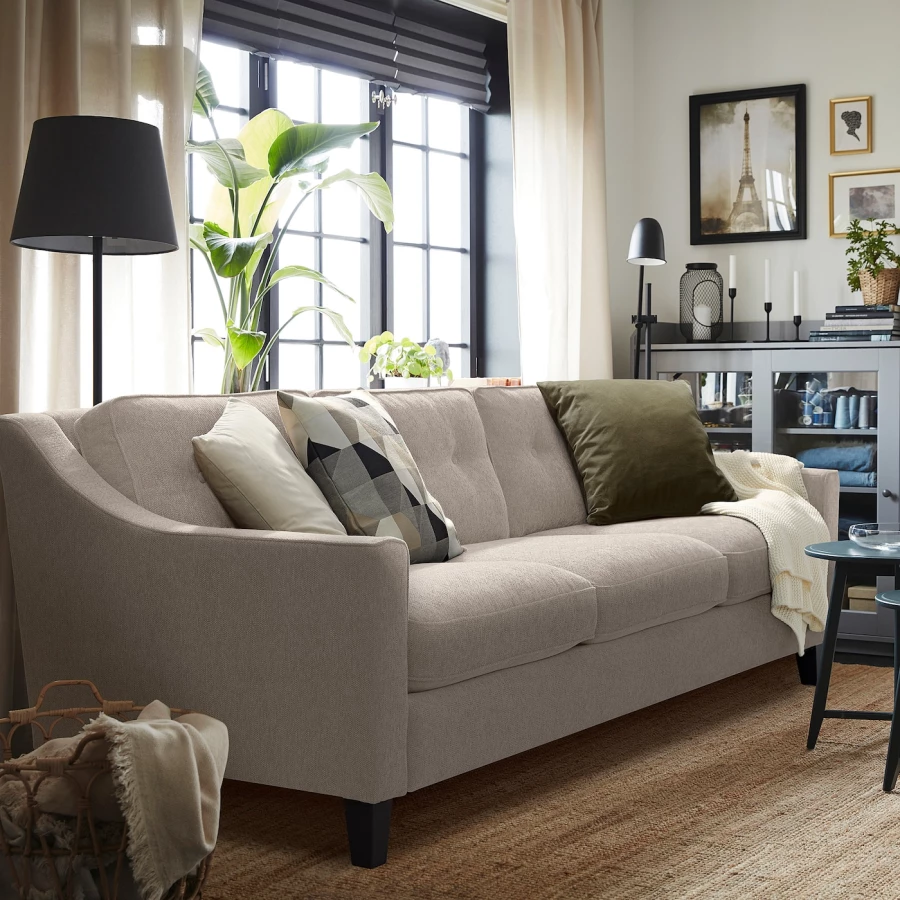 3-местный диван - IKEA FRÖSLÖV/FROSLOV, 92x227см, серый/светло-серый, ФРЕСЛЕВ ИКЕА (изображение №2)