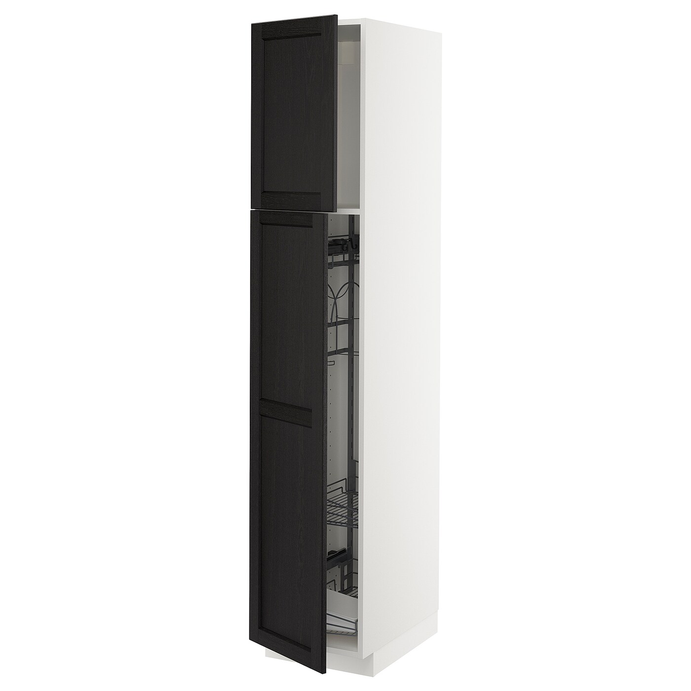 Высокий шкаф/бытовой - IKEA METOD/МЕТОД ИКЕА, 200х60х40 см, белый/черный