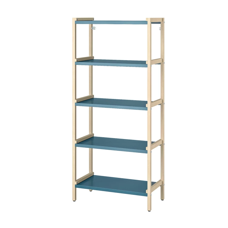 Стеллаж - IKEA EKENABBEN, 70х34х154 см, голубой/под беленый дуб, ЭКЕНАББЕН ИКЕА (изображение №1)