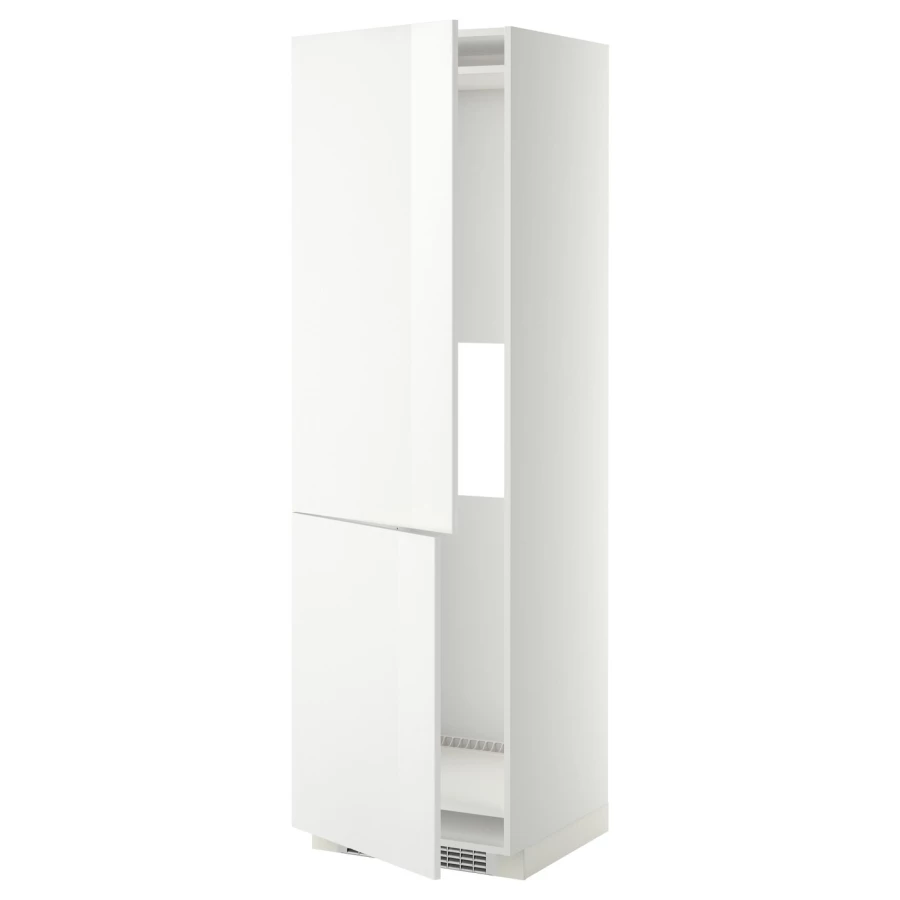 Высокий кухонный шкаф - IKEA METOD/МЕТОД ИКЕА, 200х60х60 см, белый глянцевый (изображение №1)