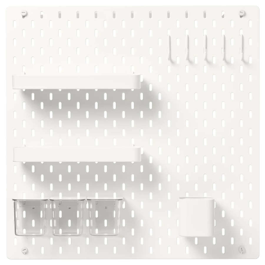 Комбинированная перфорированная доска  - SKÅDIS / SKАDIS IKEA/ СКОДИС  ИКЕА,  56х56 см, белый (изображение №1)