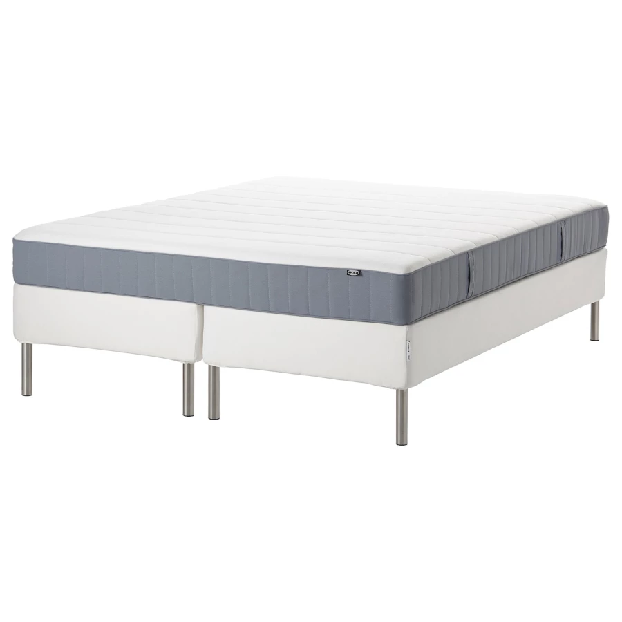 Континентальная кровать - IKEA ESPEVÄR/VESTERÖY/ESPEVAR/VESTEROY, 200х160 см, матрас средне-жесткий, белый, ЭСПЕВАР/ВЕСТЕРОЙ ИКЕА (изображение №1)