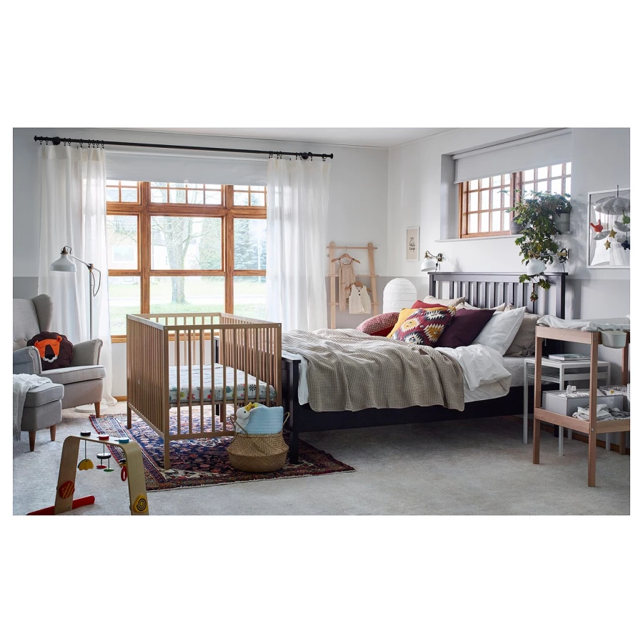 Кровать для новорожденных - IKEA SNIGLAR, 60x120 см, серый, СНИГЛАР ИКЕА (изображение №6)