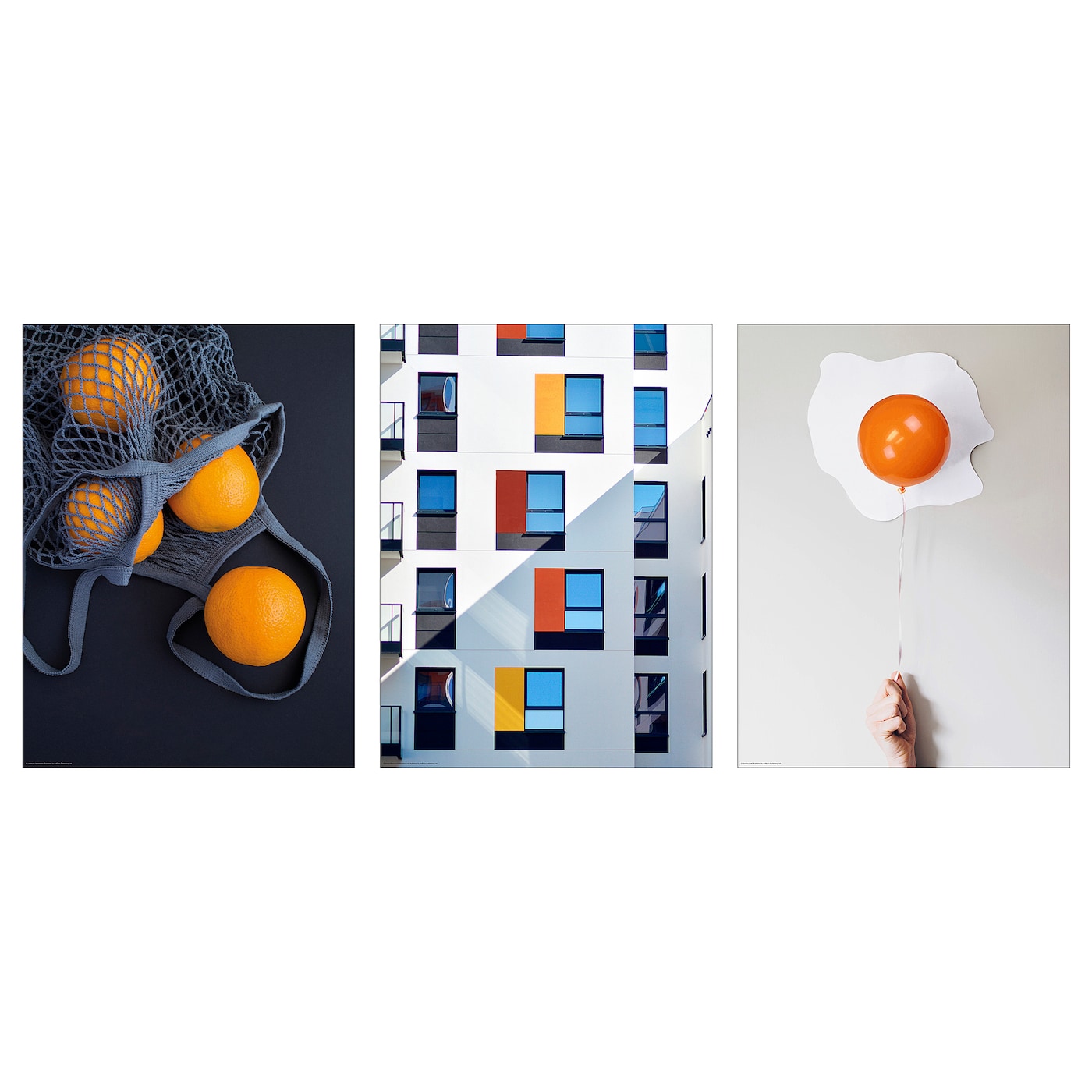 Постер, 3 шт. - IKEA BILD, 30х40 см, «Апельсины в сетке», БИЛЬД ИКЕА