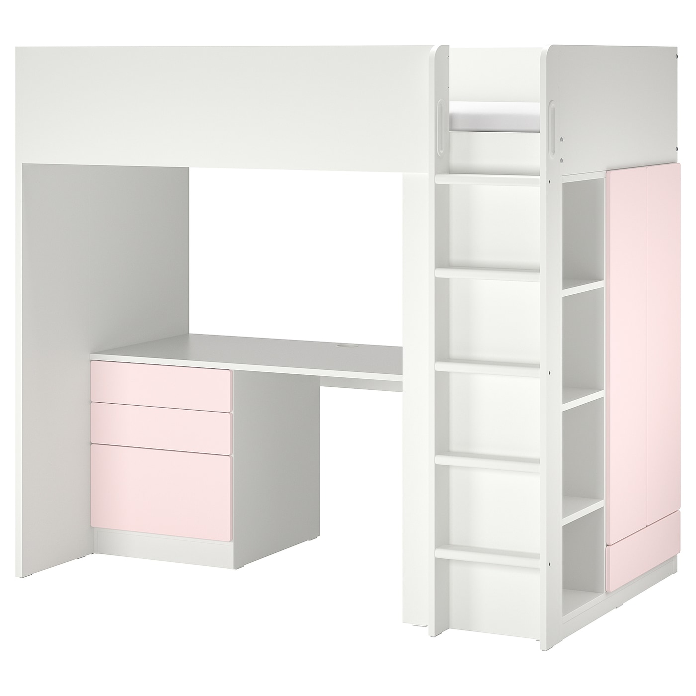Кровать двухъярусная - IKEA SMÅSTAD/SMASTAD/СМОСТАД ИКЕА, 90x200 см, белый/розовый