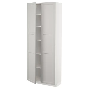 Высокий шкаф - IKEA METOD/МЕТОД ИКЕА, 200х37х80 см, белый/серый