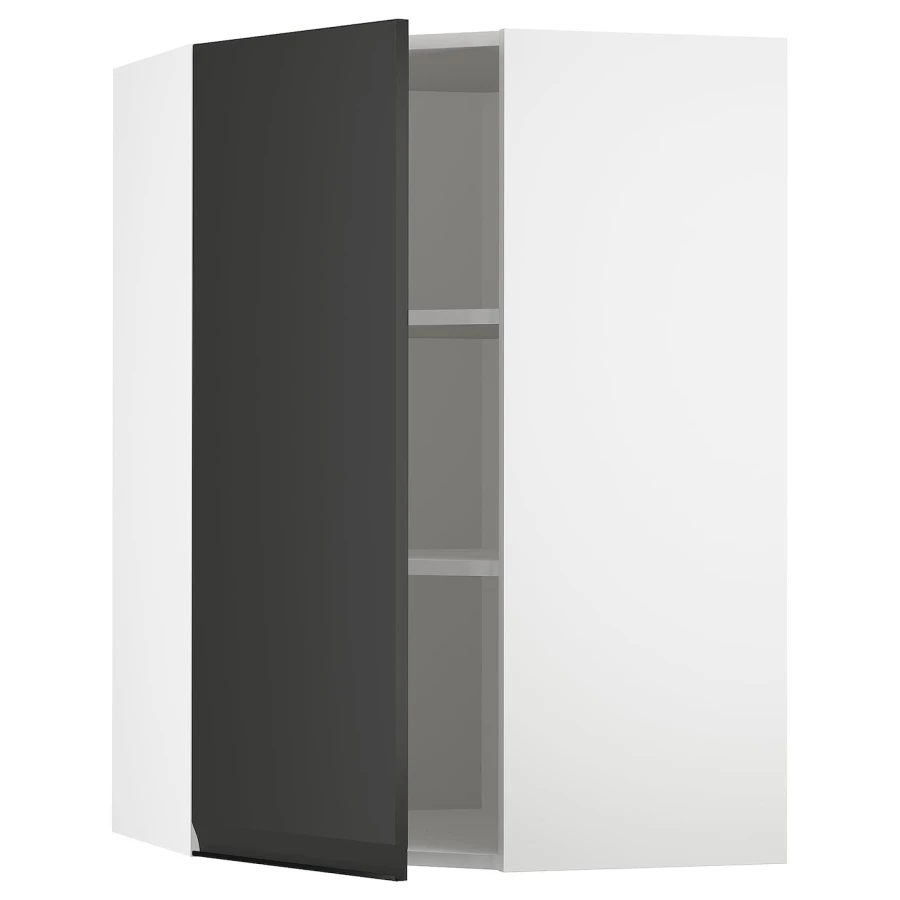 Угловой навесной шкаф с полками - METOD  IKEA/  МЕТОД ИКЕА, 100х68 см, белый/черный (изображение №1)